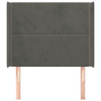 Hoofdbord met randen 83x16x118/128 cm fluweel donkergrijs - thumbnail
