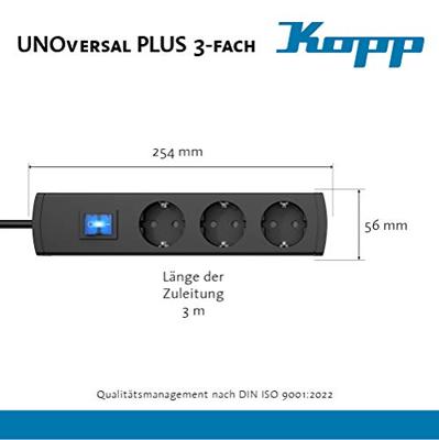Kopp 232605019 Stekkerdoos met schakelaar 3-voudig Antraciet Randaarde stekker 1 stuk(s)