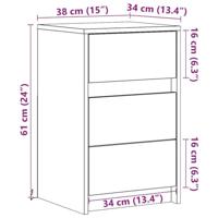 Nachtkastje met LED-verlichting bewerkt hout zwart - thumbnail