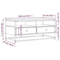 Salontafel 100x51x45 cm bewerkt hout gerookt eikenkleurig - thumbnail