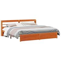Bedframe met hoofdeinde Wasbruin 200 x 200 cm Massief Vurenhout - thumbnail
