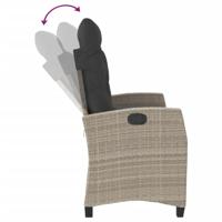 Tuinbankje verstelbaar met kussens poly rattan lichtgrijs - thumbnail