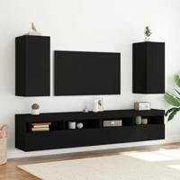 Tv-wandmeubel met LED-verlichting 30,5x35x70 cm zwart - thumbnail