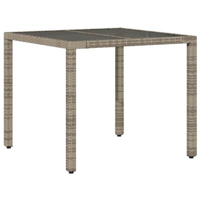 3-delige Tuinset met kussens poly rattan en glas grijs - thumbnail