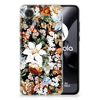 TPU Case voor Motorola Edge 30 Neo Dark Flowers TPU Case voor Motorola Edge 30 Neo Dark Flowers