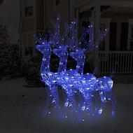 VidaXL Kerstversieringen rendier 3 st 128 cm acryl blauw