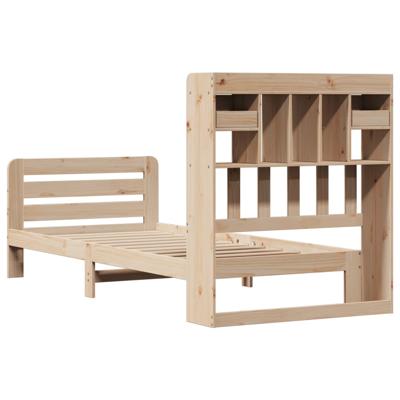Bed met boekenkast zonder matras massief grenenhout 135x190 cm - thumbnail