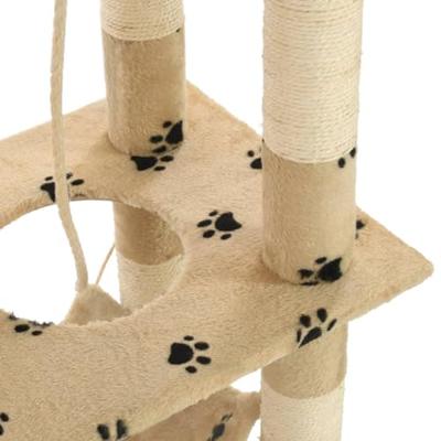 VidaXL Kattenkrabpaal met sisal krabpalen 140 cm pootafdrukken beige