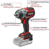 Einhell Professional TP-CW 18/750-C Li BL - Solo 4510065 Accu-slagmoersleutel 750 Nm Aantal meegeleverde accus: 0 - thumbnail