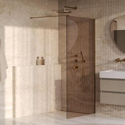 Brauer Oblivion - Inloopdouche - Brons Glas - 90 x 200 cm - incl. Glascoating - PVD Goud Geborsteld