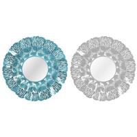 Wandspiegel DKD Home Decor Blauw Wit Koraal Mediterrane 60 x 7 x 60 cm (2 Stuks) (2 Onderdelen) - thumbnail