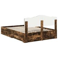 Bedframe met hoofdeinde Gerookt eiken 140 x 190 cm Bewerkt hout - thumbnail