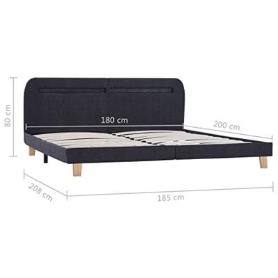 Bedframe met LED stof donkergrijs 180x200 cm