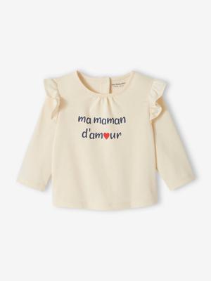 Babyshirt met opschrift van biologisch katoen ecru
