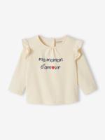Babyshirt met opschrift van biologisch katoen ecru - thumbnail