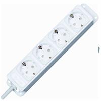 Kopp stekkerdoos 4 stopcontacten kinderveilig 1,4M snoer haakse stekker wit met bevestiging gaten - thumbnail