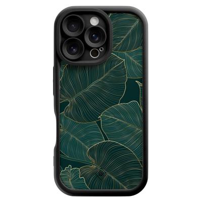 iPhone 16 Pro zwarte case - Monstera leaves iPhone 16 Pro zwarte case - Monstera leaves