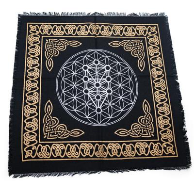 Katoenen Altaarkleed Flower of Life/ Metatron Goud- en Zilverkleurig (45 x 45 cm)