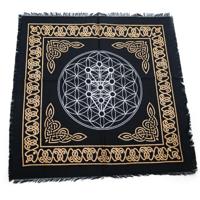 Katoenen Altaarkleed Flower of Life/ Metatron Goud- en Zilverkleurig (45 x 45 cm) - thumbnail