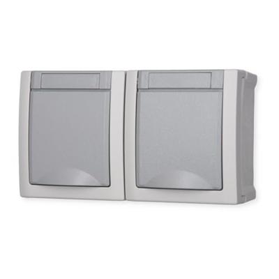 VIKO 90591088-DE Pacific Wandcontactdoos dubbel spatwaterdicht Grijs 1 stuk(s)