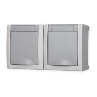 VIKO 90591088-DE Pacific Wandcontactdoos dubbel spatwaterdicht Grijs 1 stuk(s) - thumbnail