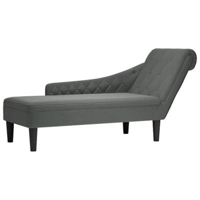 Chaise longue met kussen en rechterarmleuning stof donkergrijs