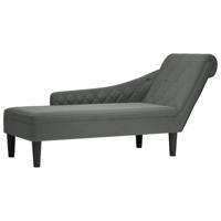 Chaise longue met kussen en rechterarmleuning stof donkergrijs - thumbnail