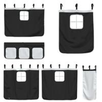 Stapelbed met glijbaan en gordijnen wit en zwart 80x200 cm - thumbnail