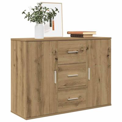 Dressoir 90x29,5x65 cm bewerkt hout artisanaal eikenkleur