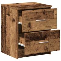 Nachtkastje met 2 lades 40x36x50 cm oud houtkleurig - thumbnail