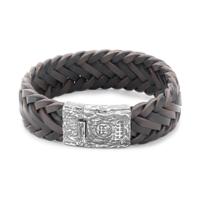 Rebel & Rose Big Braided Raw Vintage Black-Earth Armband L - thumbnail