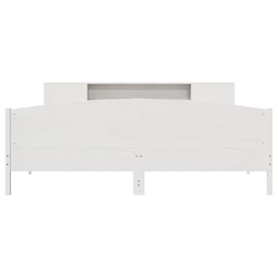 Bed met boekenkast zonder matras grenenhout wit 200x200 cm