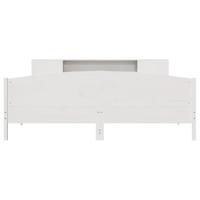 Bed met boekenkast zonder matras grenenhout wit 200x200 cm - thumbnail
