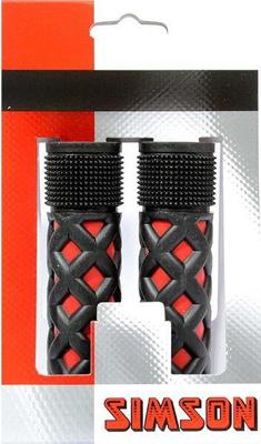 Simson kinder handvatten - universeel - rood/zwart - verstelbaar - grip shift