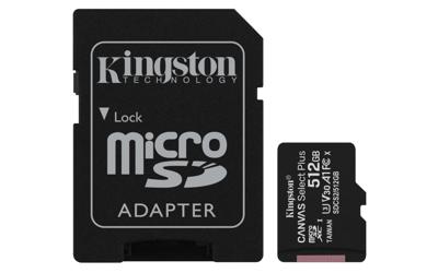Micro SD geheugenkaart met adapter Kingston SDCS2/512GB 512 GB Micro SD geheugenkaart met adapter Kingston SDCS2/512GB 512 GB