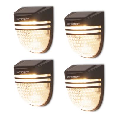 Set van 4 Tropo LED solar wandlampen - 3000K warm wit - 0.2W 300 lumen - Incl. Schemerschakelaar - IP65 waterdicht - Zwart - Buitenlampen op zonne energie