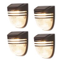 Set van 4 Tropo LED solar wandlampen - 3000K warm wit - 0.2W 300 lumen - Incl. Schemerschakelaar - IP65 waterdicht - Zwart - Buitenlampen op zonne energie - thumbnail