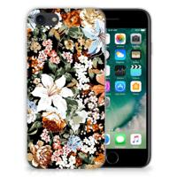 TPU Case voor iPhone SE 2022 | SE 2020 | 8 | 7 Dark Flowers - thumbnail