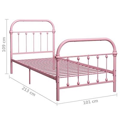 VidaXL Bedframe metaal roze 90x200 cm VidaXL Bedframe metaal roze 90x200 cm
