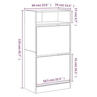 Schoenenkast 60x34x116 cm bewerkt hout wit - thumbnail