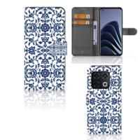 OnePlus 10 Pro Hoesje Flower Blue | Portemonnee hoesje - thumbnail