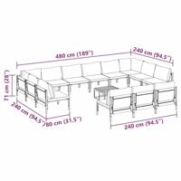 Tuinbankenset met kussen 14 pcs Zwart Staal - thumbnail