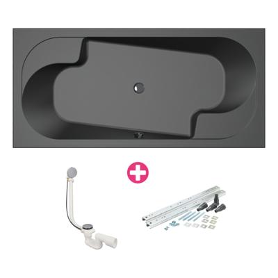 Ligbad Xenz Parel | Inbouw | 190x90 cm | Incl.Badafvoer | Met overloop | Acryl | Zwart mat Ligbad Xenz Parel | Inbouw | 190x90 cm | Incl.Badafvoer | Met overloop | Acryl | Zwart mat