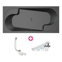 Ligbad Xenz Parel | Inbouw | 190x90 cm | Incl.Badafvoer | Met overloop | Acryl | Zwart mat - thumbnail