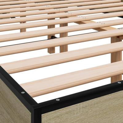 Bedframe bewerkt hout metaal sonoma eikenkleurig 160x200 cm