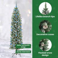 VidaXL Kunstmatige slanke kerstboom met 300 led groen en wit 210 cm - thumbnail
