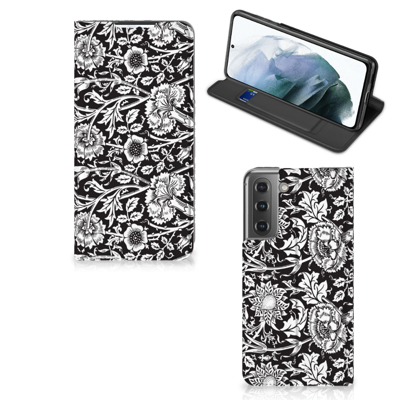 Samsung Galaxy S21 FE Smart Cover Black Flowers Samsung Galaxy S21 FE Smart Cover Black Flowers