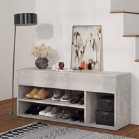 VidaXL Schoenenbank 105x30x45 cm bewerkt hout betongrijs - thumbnail
