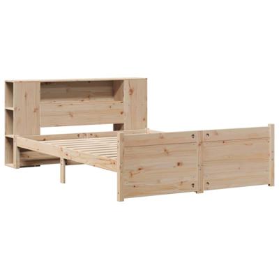 Bed met boekenkast zonder matras massief grenenhout 135x190 cm
