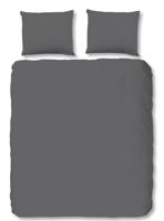 HIP Dekbedovertrek "uni dessin" - Grijs - (240x200/220 cm) - Katoen Satijn - thumbnail